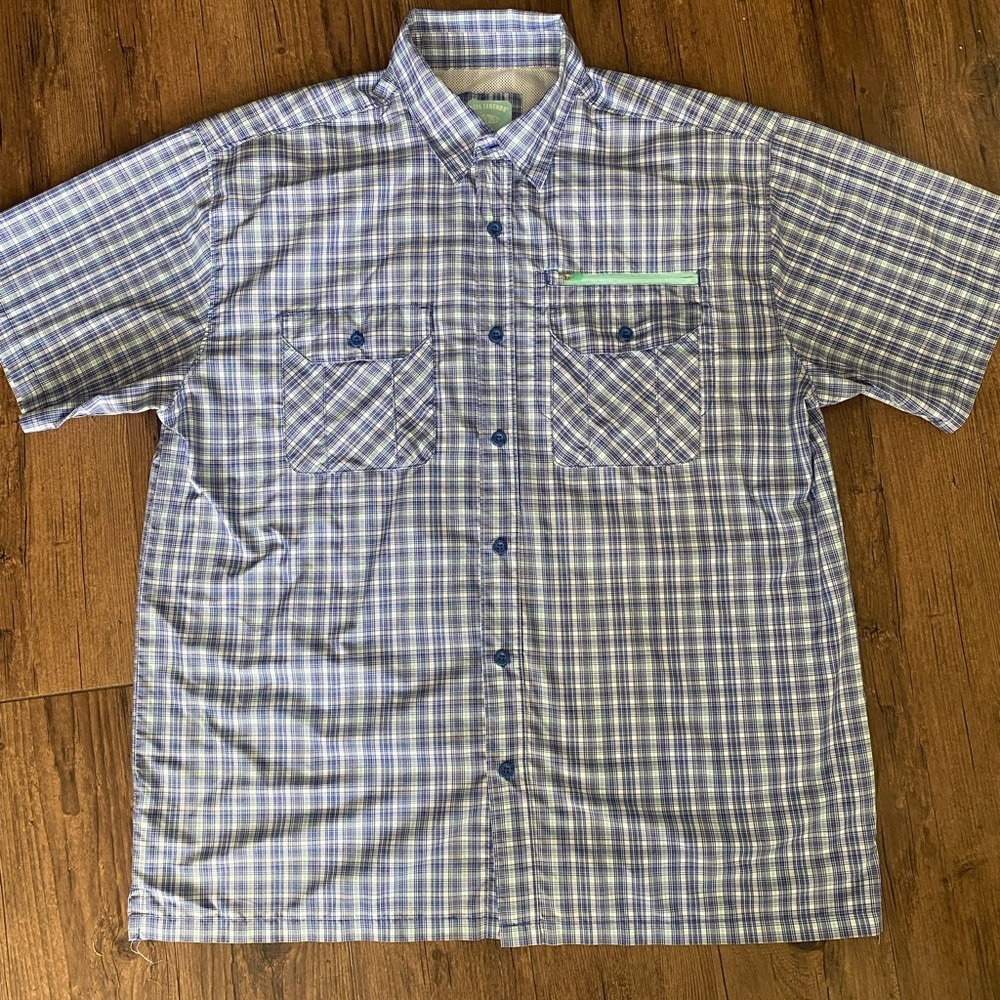 Reel Legends Blue and White Casual Button Down Shirt